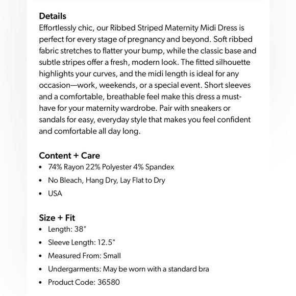 Pink Blush Like Love Ivory Ribbed Striped Maternity Midi Dress XL - Picture 5 of 9